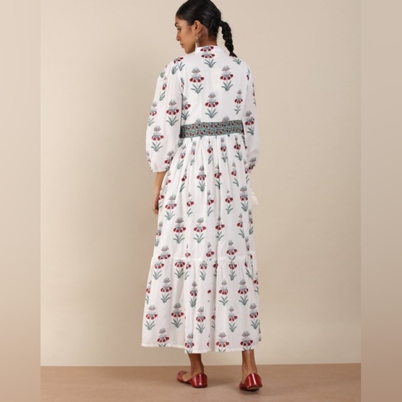 Inde Rooh Jaipuri Print Cotton A Line Maxi Dress Size Small - Picture 3 of 11